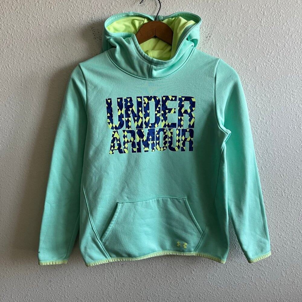 NWOT Under Armour Youth Girls Light Green Hoodie Sweatshirt Sz YL Style 1297972